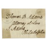 John Adams Free Franked Signature -- With Holograph Address Leaf, to His Son Thomas Adams John Adams