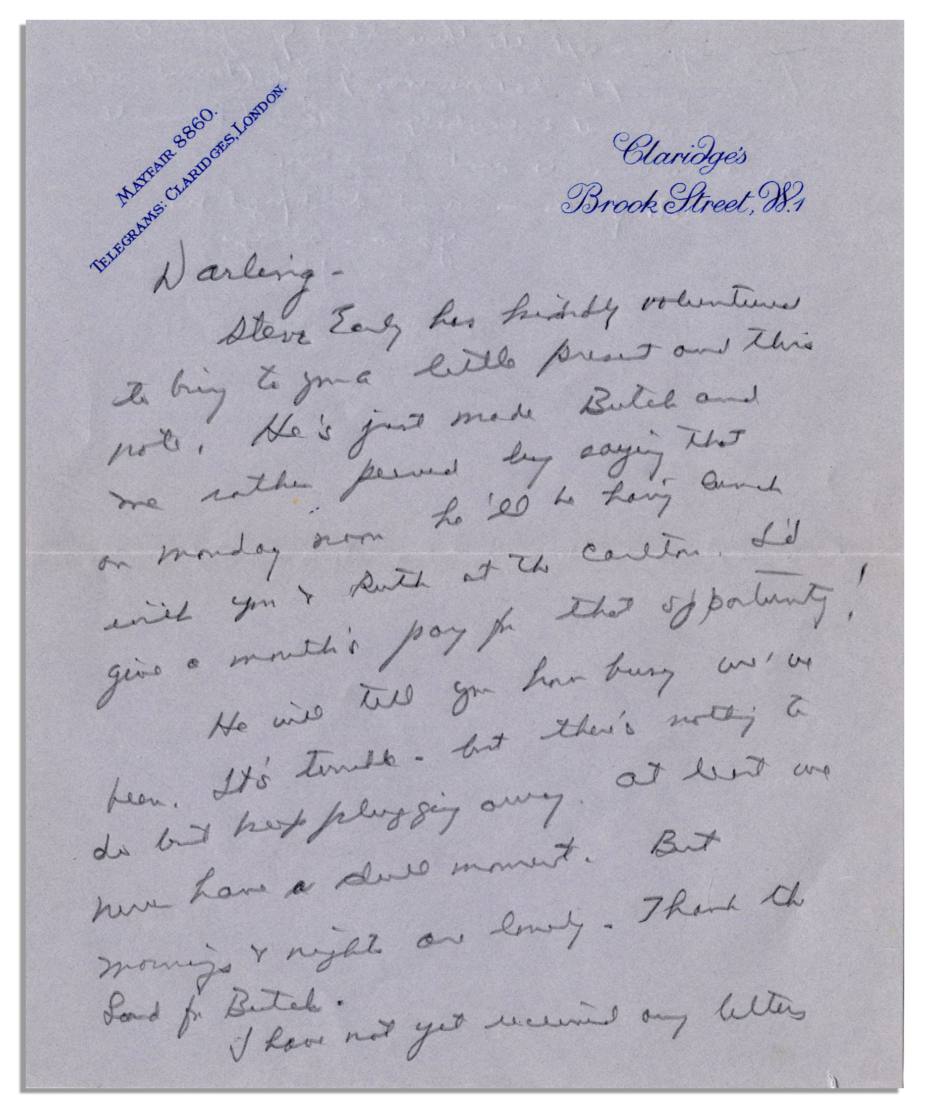 General Dwight Eisenhower WWII Autograph Letter Signed to His Wife, Mamie From London -- ''...we - Image 2 of 4