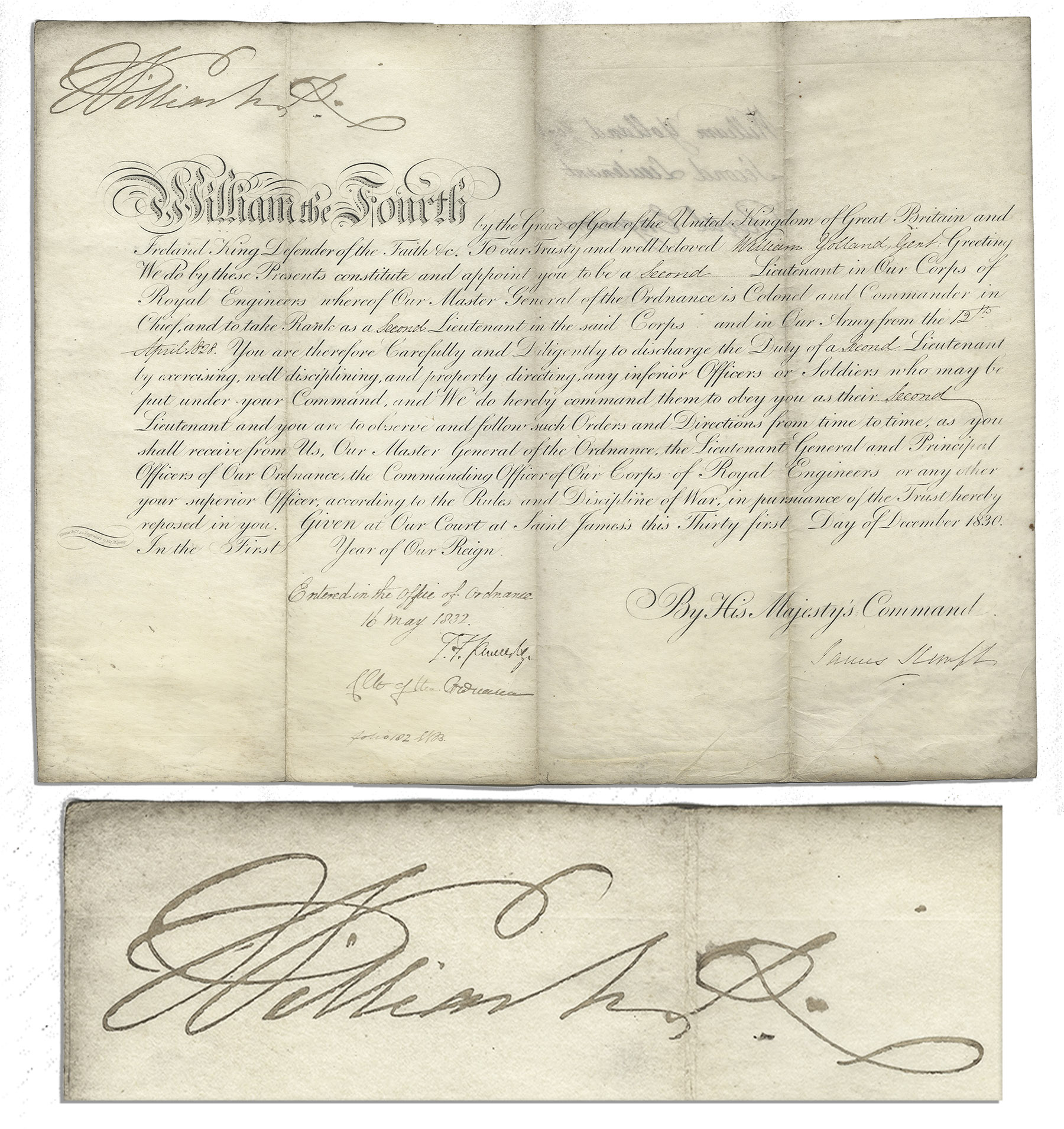 King William IV Document Signed During the First Few Months of His Reign in 1830 King William IV