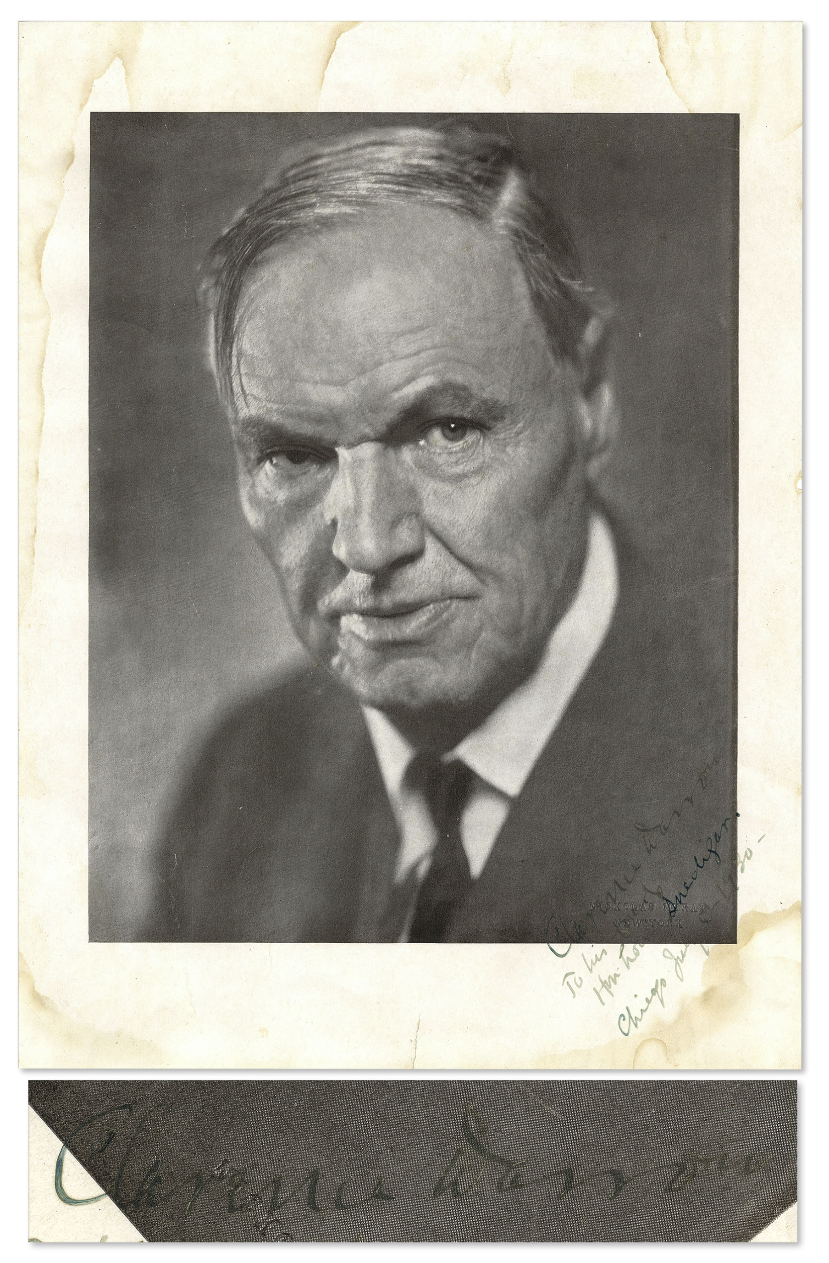 Clarence Darrow Signed Photograph From 1930 Photograph signed by famed lawyer Clarence Darrow.