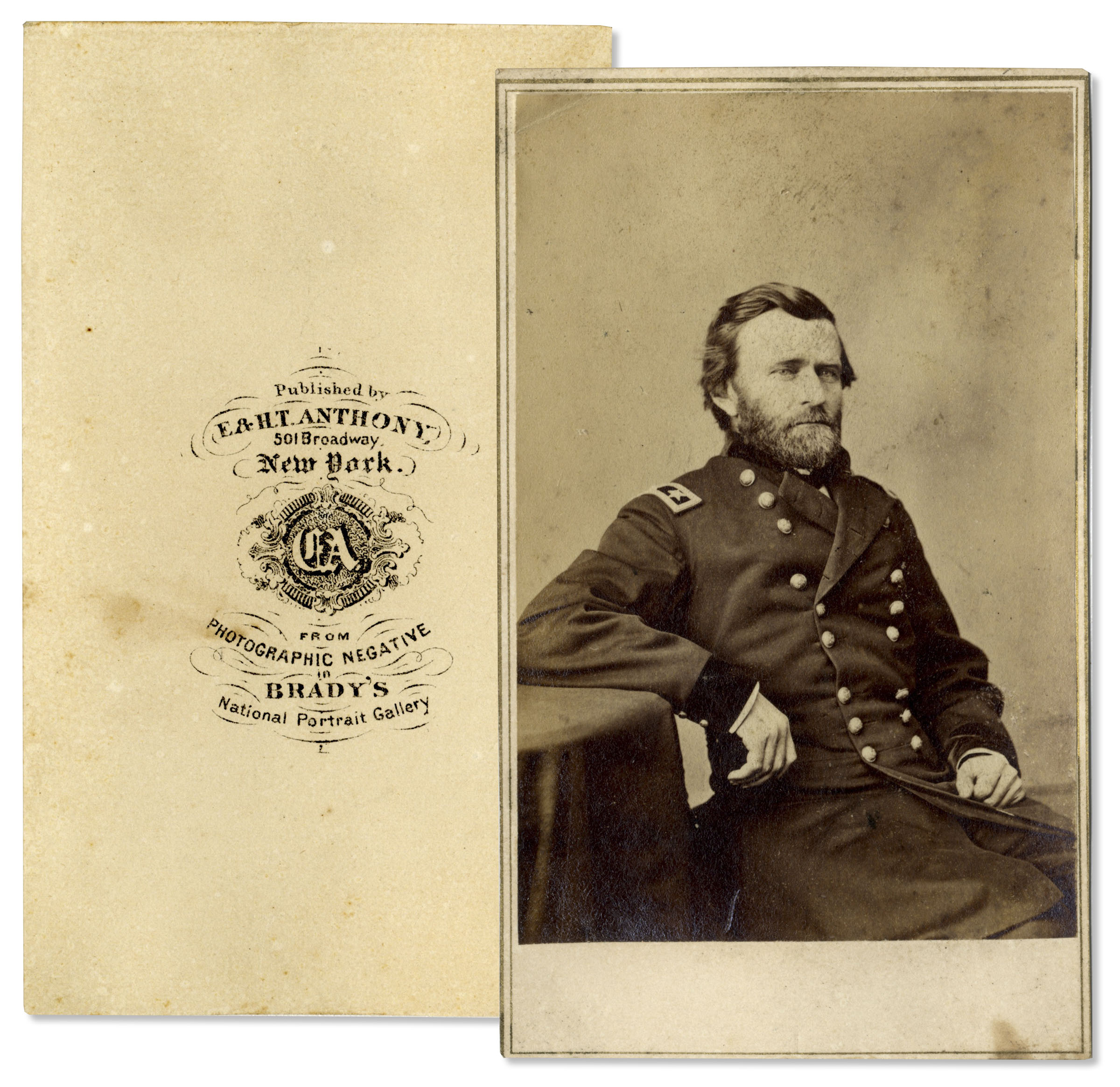 CDV of Ulysses S. Grant in Civil War Uniform -- With Anthony Backmark CDV of General Ulysses S.