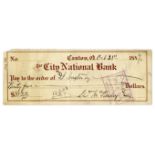 William McKinley Signed Check William McKinley holograph check signed, filled out in his hand. Dated