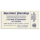 Richard Nixon Impeachment Trial Ticket -- Unused U.S. House Ticket to the Impeachment Trial Ticket