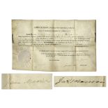 James Madison Land Grant Signed as President in 1811, Countersigned by James Monroe as Secretary