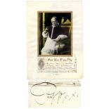 Pope Pius XI Signed Blessing & Photo Display -- Signed as Pope in 1931 Blessing signed by Pope