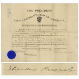 Theodore Roosevelt Military Appointment Signed as President Large military appointment signed by