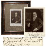 Mormon President Joseph F. Smith Signed Photo -- Dedicated to U.S. Steel Co-Founder Elbert H. Gary