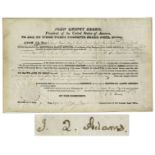 John Quincy Adams Land Grant Signed as President in 1826 John Quincy Adams land grant signed as