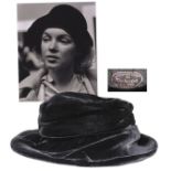 Marilyn Monroe's personally owned and worn black velvet floppy hat with upturned brim. Originally