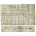 James Monroe land grant signed as President on 18 October 1823. Document grants one John Hazelrigg a