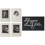 Set of four portrait photographs of Shirley Temple designed with artistic lighting, and mounted on