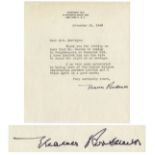 Eleanor Roosevelt typed letter signed on 15 November 1949, written from her New York apartment.