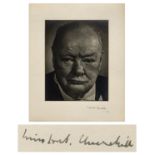 Winston Churchill signed photo display, a magnificent close-up portrait of the British Prime