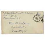 Rene Gagnon handwritten and signed envelope, free-franked and postmarked Parris Island, S.C. on 17