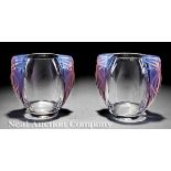 A Pair of Lalique "Clematites" Clear and Opalescent Crystal Vases, designed by Marie-Claude