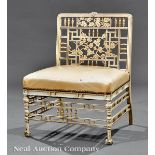 American Aesthetic Carved and Painted Slipper Chair in the Japonesque Taste, late 19th c., New York,