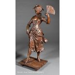 Attributed to Paul Dubois (French, 1827?1905), bronze 'Commedia dell' Arte' figure of "Columbine",