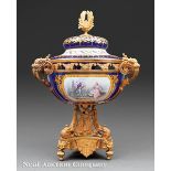 Fine Napoleon III Gilt Bronze?Mounted Sèvres Porcelain Covered Center Bowl, mid?19th c.,