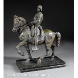 Italian Patinated Bronze Equestrian Group of "Bartolomeo Colleoni on Horseback", 20th c., after