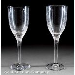 Set of Twelve Lalique "Ange" Champagne Glasses, engraved "Lalique France", stems molded with