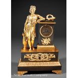 Napoleon III Gilt and Patinated Bronze Figural Mantel Clock, 19th c., in the Second Empire taste,