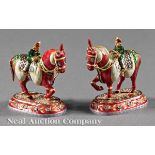 Pair of Mughal?Style Enameled and Jeweled Horsemen, in opposing stances, h. 2 1/4 in.; together with