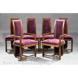 Set of Six Frank Lloyd Wright Dining Chairs by Heritage Henredon, c. 1955, Taliesin line, two