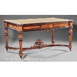 American Renaissance Carved, Parcel?Ebonized and Gilt?Incised Walnut Center Table, c. 1870,