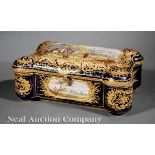 French Gilt Bronze?Mounted Sèvres Porcelain Jewelry Casket, probably 19th c., interlaced Ls mark,