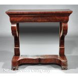 Louis Philippe Carved Mahogany Pier Table, 19th c., later top, ogee molded frieze with blind drawer,