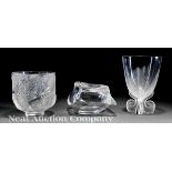 Three Lalique "Andromeda", "Adelaide", and "Osmonde" Glass Vases, engraved "Lalique France", first