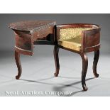 Rare American Carved Mahogany Convertible Desk and Chair, c. 1854, labeled Stephen Hedges, New York,