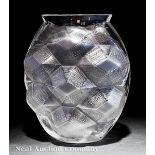 Lalique "Tortues" Clear and Frosted Glass Vase, engraved "Lalique France", molded with tortoise