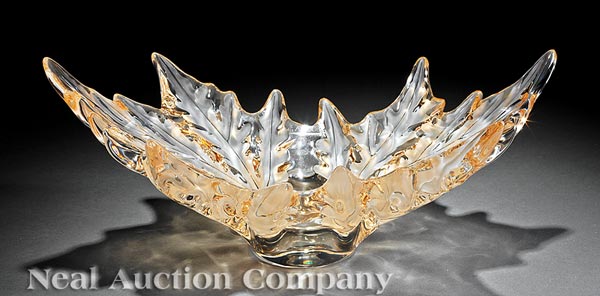 Lalique "Champs Élysées" Gold Glass Center Bowl, engraved "Lalique France", numbered "N212",