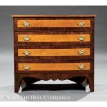 American Federal Cherrywood and Birdseye Maple Bowfront Chest, c. 1800, Mid?Atlantic, 4 banded