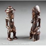 Pair of Turka Stained and Carved Wood Figures, Ivory Coast, carved as a standing male nude and a