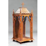American Gothic Carved Mahogany Tabernacle Vitrine, mid?19th c., possibly from a Lodge, shingle