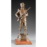 Continental Patinated Bronze, early 20th c., cast as a World War I infantryman, inscribed "Fontaine"