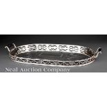 English Sterling Silver Gallery Tray, Frederick Elkington, Birmingham, 1880, mark reg. 1868, oval