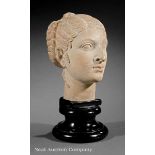 Cast Stone Bust of Cleopatra, 20th c., after the Egyptian Antique, inscribed and numbered, painted