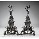 Pair of Renaissance?Style Patinated Bronze Figural Andirons, 19th c., after models by Niccolo