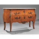 Louis XV?Style Marquetry Inlaid Kingwood and Bronze?Mounted Bombé Commode, 20th c., serpentine