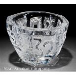 Lalique "America's 32nd Cup" Clear and Frosted Glass Center Bowl, engraved "Lalique France",