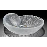 Lalique "Nautilus" Clear and Frosted Glass Bowl, engraved "Lalique France", molded spiral shell?form