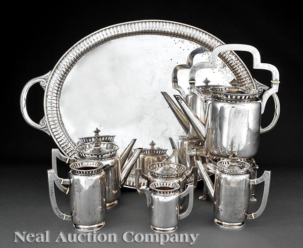 Austro?Hungarian .800 Silver Tea and Coffee Service, late 19th/early 20th c., Pest, maker A.B.A. - Image 2 of 2