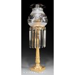 American Brass and Gilt Bronze Solar Lamp, 19th c., thumbwheel marked "E.M. & Co./ The Boudoir",