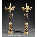 Pair of Empire?Style Gilt and Patinated Bronze Four?Light Figural Candelabra, late 19th c., angels