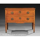 Italian Neoclassical Inlaid Fruitwood Commode, late 18th c., paneled top, two drawers, shaped