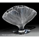 Lalique "Ichor" Clear and Frosted Glass Vase, engraved "Lalique France", molded with floral pattern,