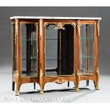 Antique French Carved Rosewood and Marble Vitrine Cabinet, late 19th/probably 20th c., case with